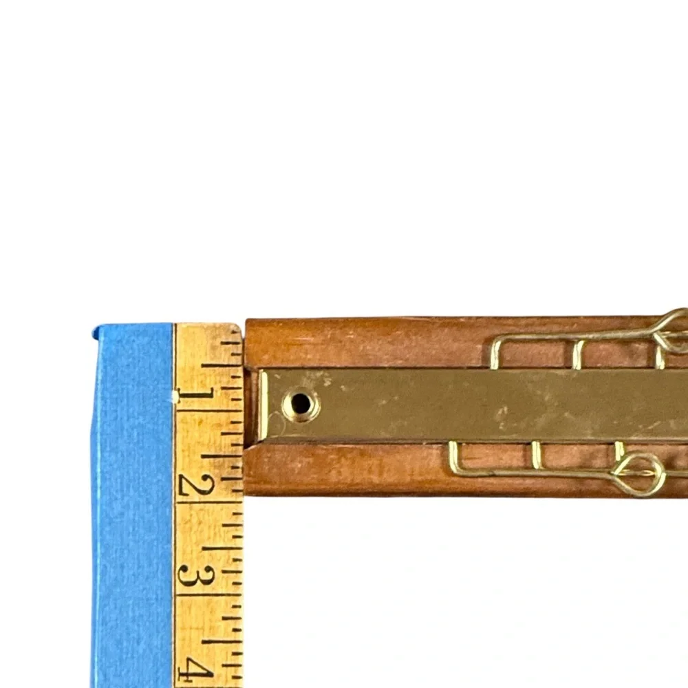 Vintage 36 Hook Wall/Door Mounted Tie Rack Mid Century Retro Wood Brass Colored